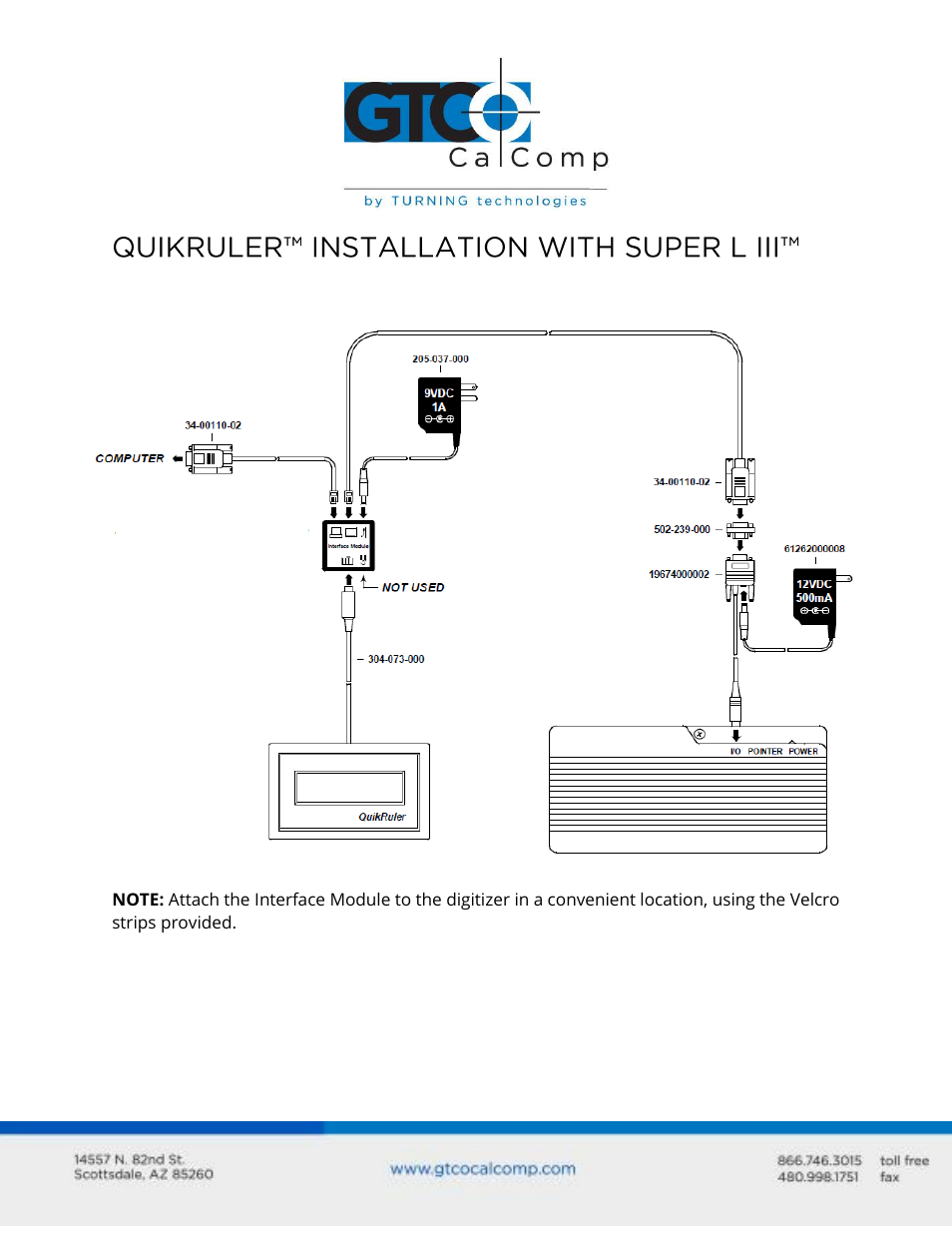 GTCO QuikRuler - Installation w/Super L III User Manual | 1 page