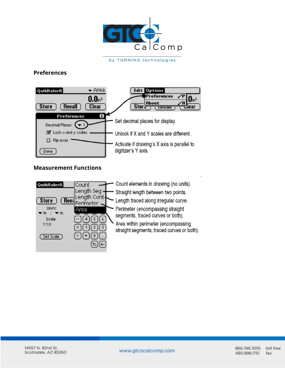 GTCO QuikRuler II for Palm OS - Quick Start Guide User Manual | Page 2 / 6