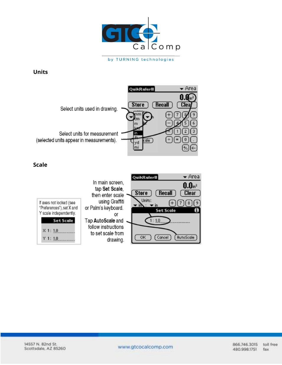 GTCO QuikRuler II for Palm OS - Quick Start Guide User Manual | Page 3 / 6