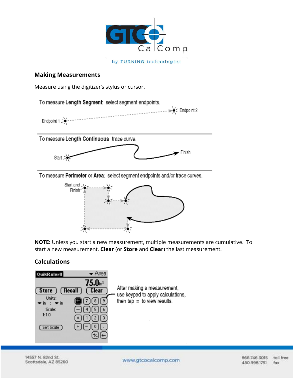 GTCO QuikRuler II for Palm OS - Quick Start Guide User Manual | Page 4 / 6