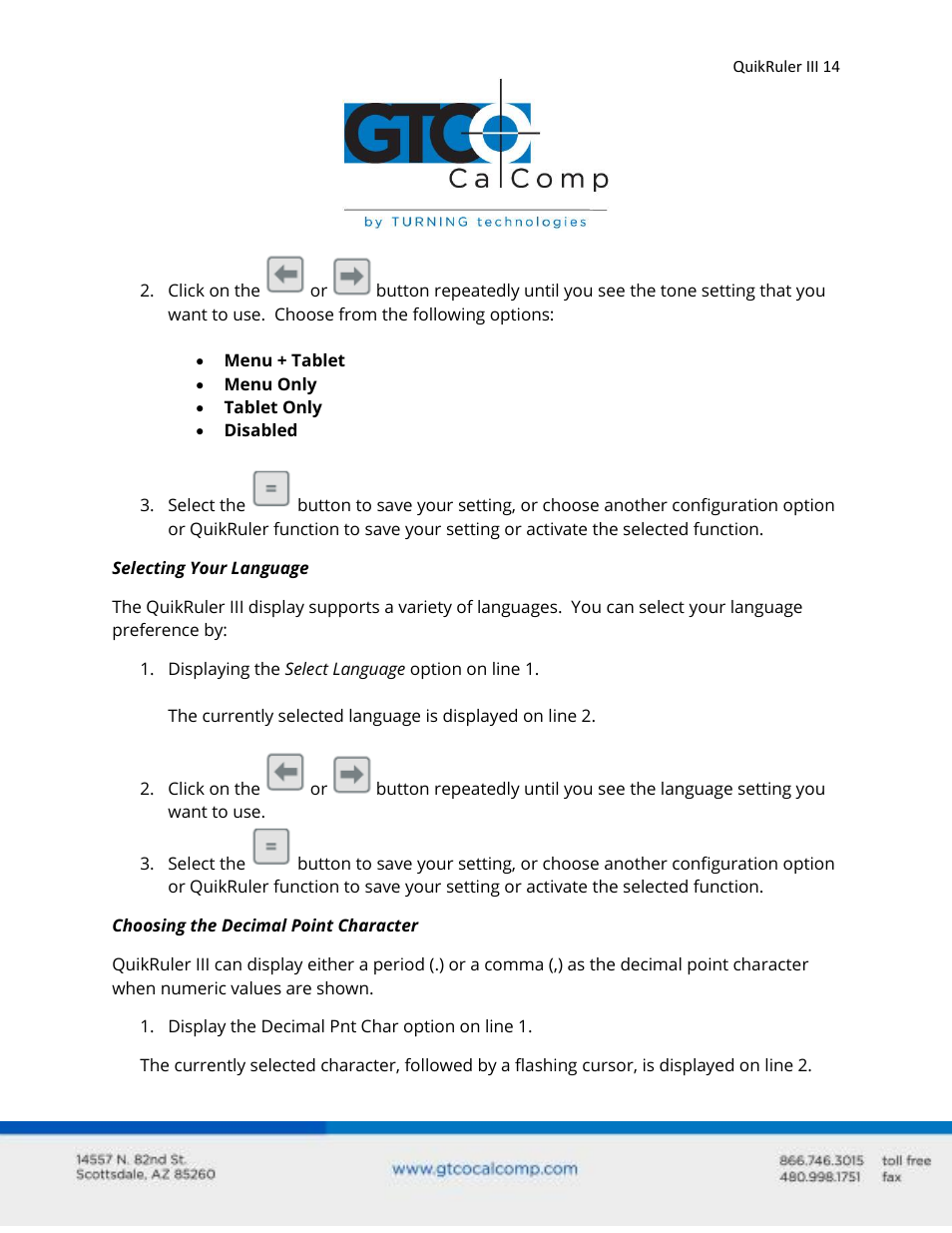 GTCO QuikRuler III - Users Guide User Manual | Page 14 / 42