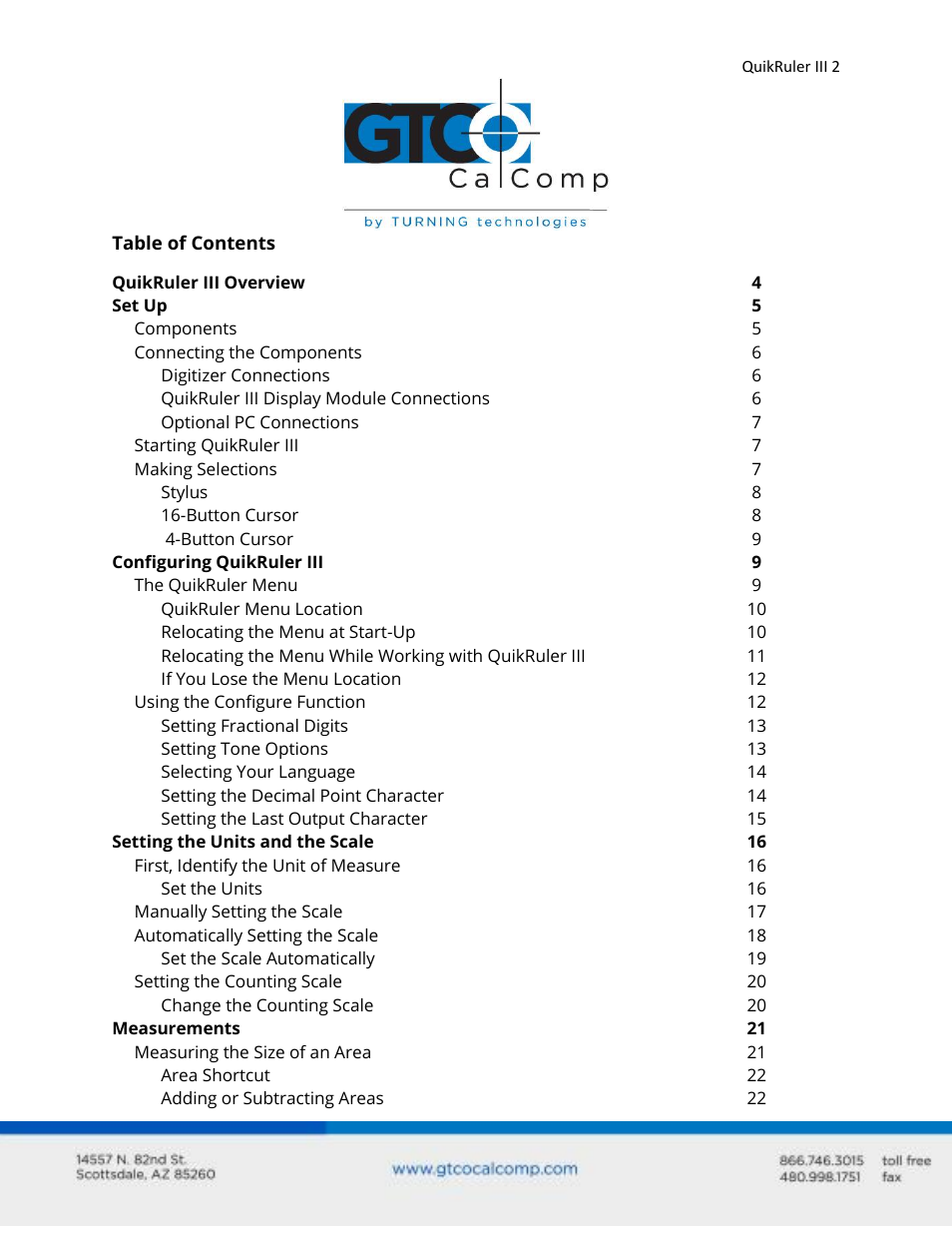 GTCO QuikRuler III - Users Guide User Manual | Page 2 / 42