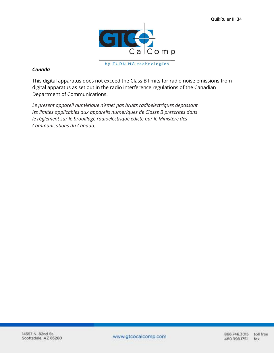GTCO QuikRuler III - Users Guide User Manual | Page 34 / 42