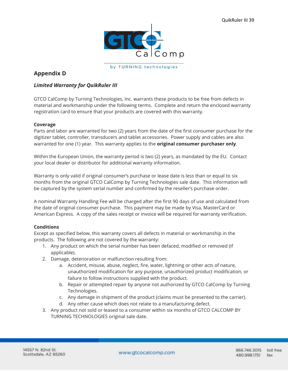 GTCO QuikRuler III - Users Guide User Manual | Page 39 / 42