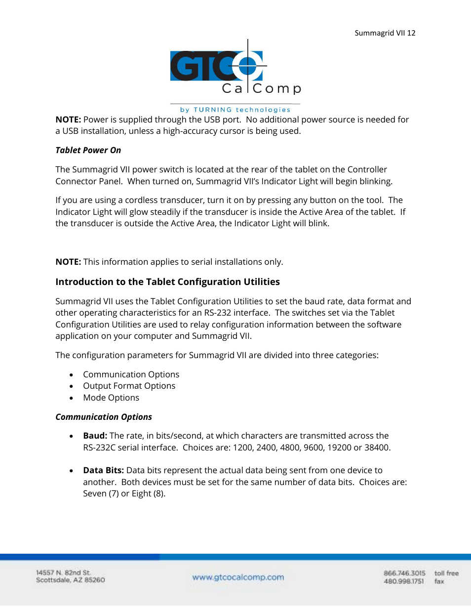 GTCO Summagrid VII - Users Guide User Manual | Page 12 / 40