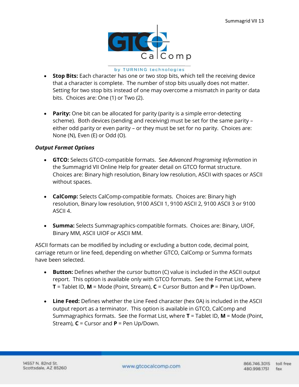 GTCO Summagrid VII - Users Guide User Manual | Page 13 / 40