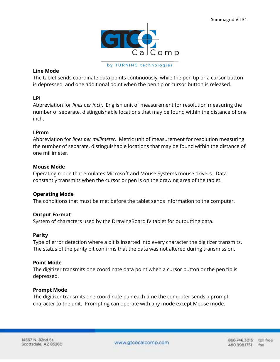 GTCO Summagrid VII - Users Guide User Manual | Page 31 / 40