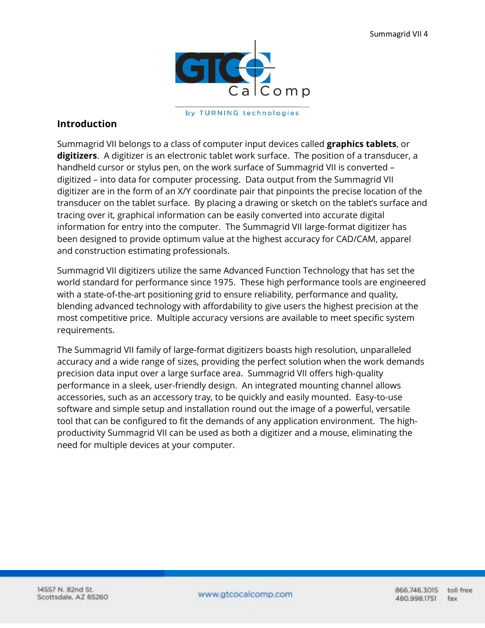 GTCO Summagrid VII - Users Guide User Manual | Page 4 / 40