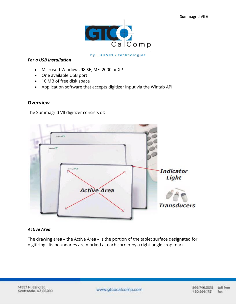 GTCO Summagrid VII - Users Guide User Manual | Page 6 / 40