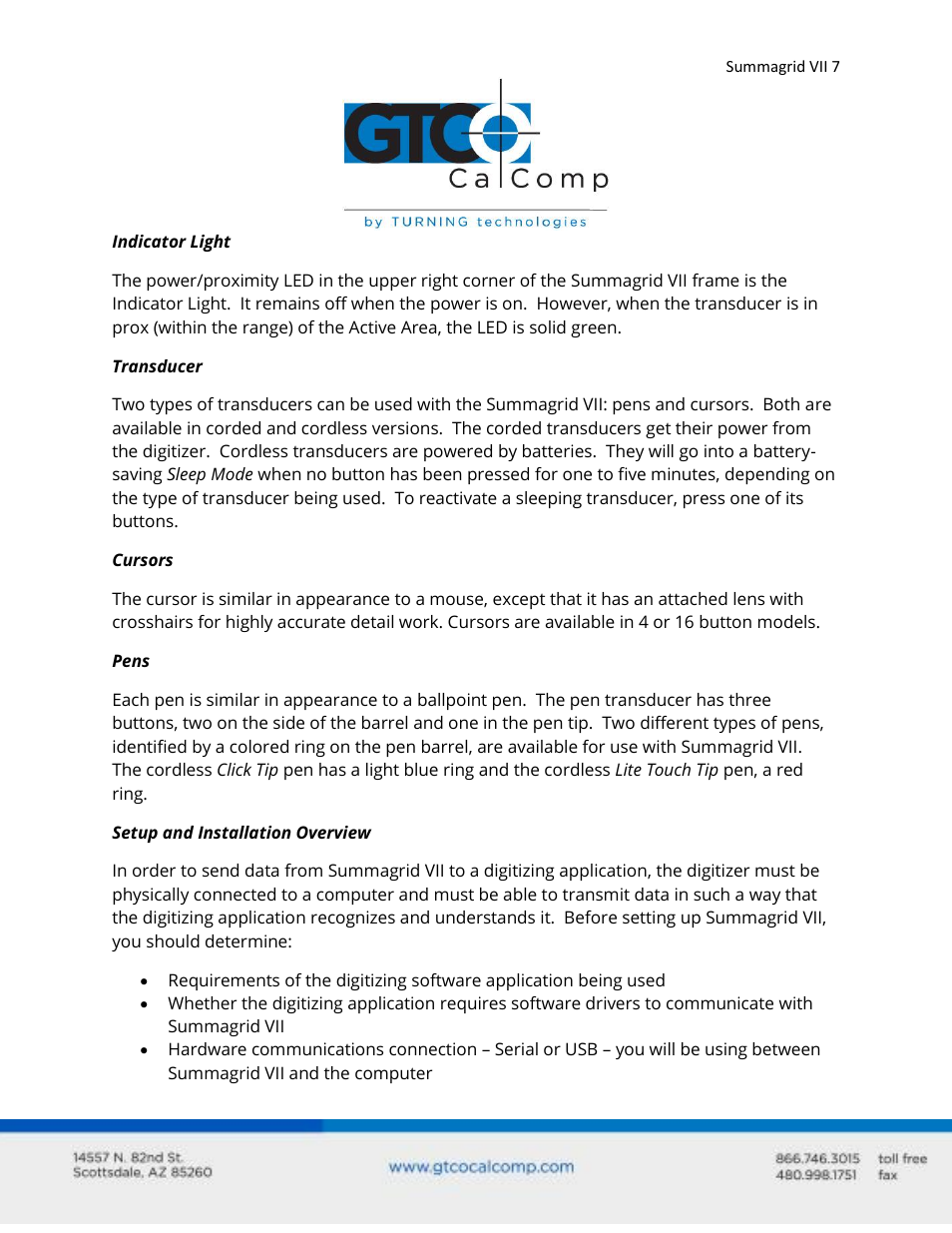 GTCO Summagrid VII - Users Guide User Manual | Page 7 / 40