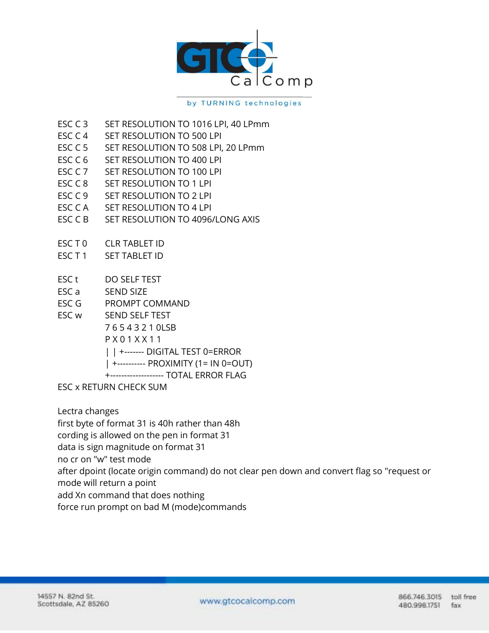 GTCO Summagrid V Commands User Manual | Page 10 / 13