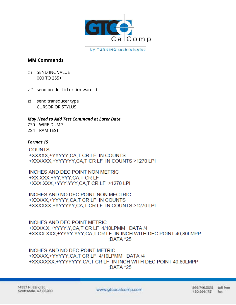 GTCO Summagrid V Commands User Manual | Page 13 / 13