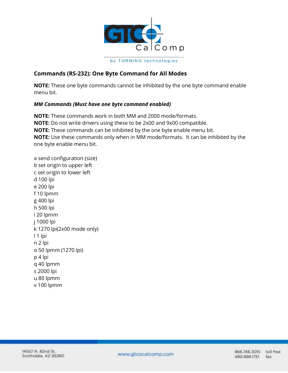 GTCO Summagrid V Commands User Manual | Page 7 / 13