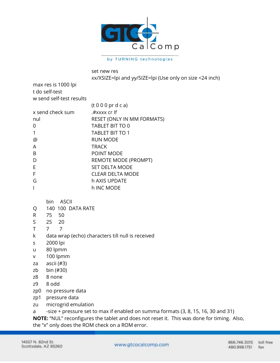 GTCO Summagrid V Commands User Manual | Page 8 / 13