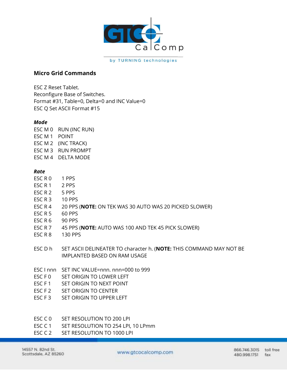 GTCO Summagrid V Commands User Manual | Page 9 / 13