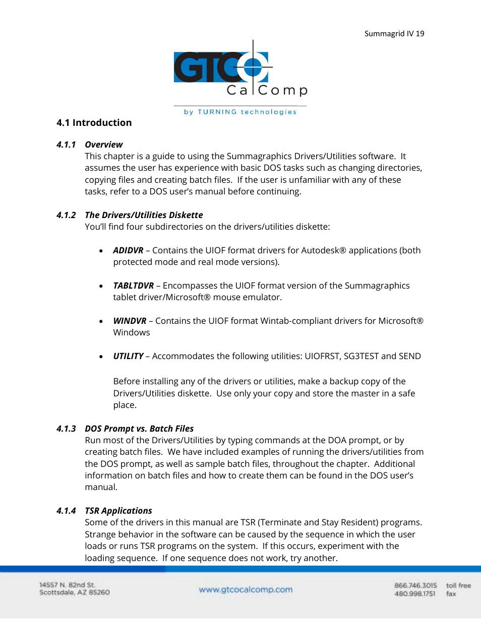 GTCO Summagrid IV - Users Guide Part 1 User Manual | Page 19 / 43