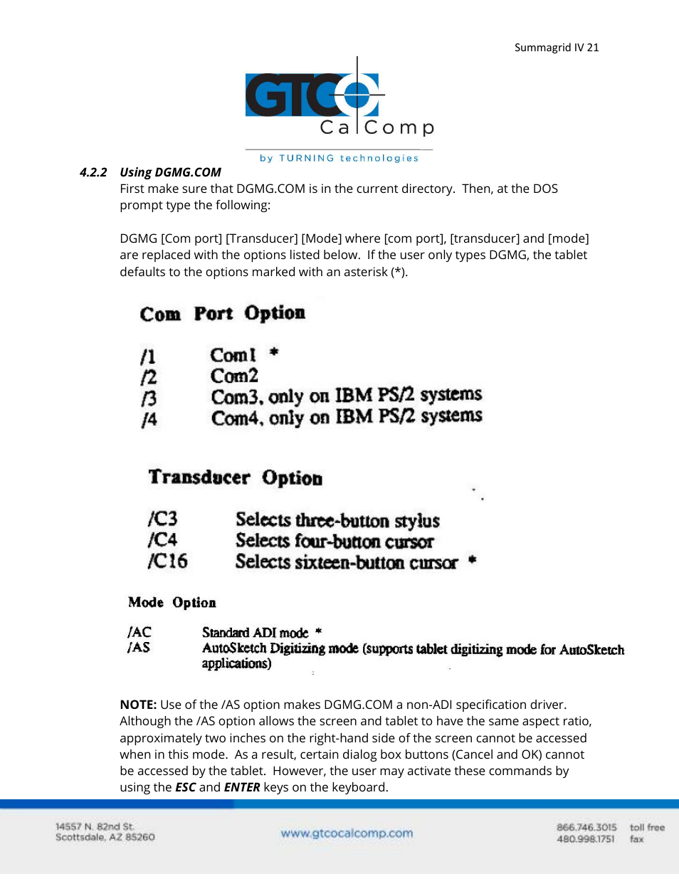 GTCO Summagrid IV - Users Guide Part 1 User Manual | Page 21 / 43