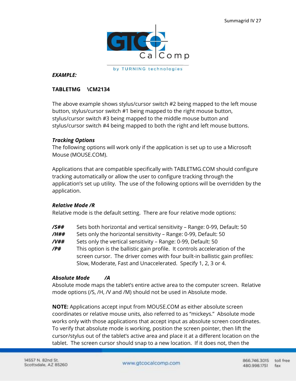 GTCO Summagrid IV - Users Guide Part 1 User Manual | Page 27 / 43