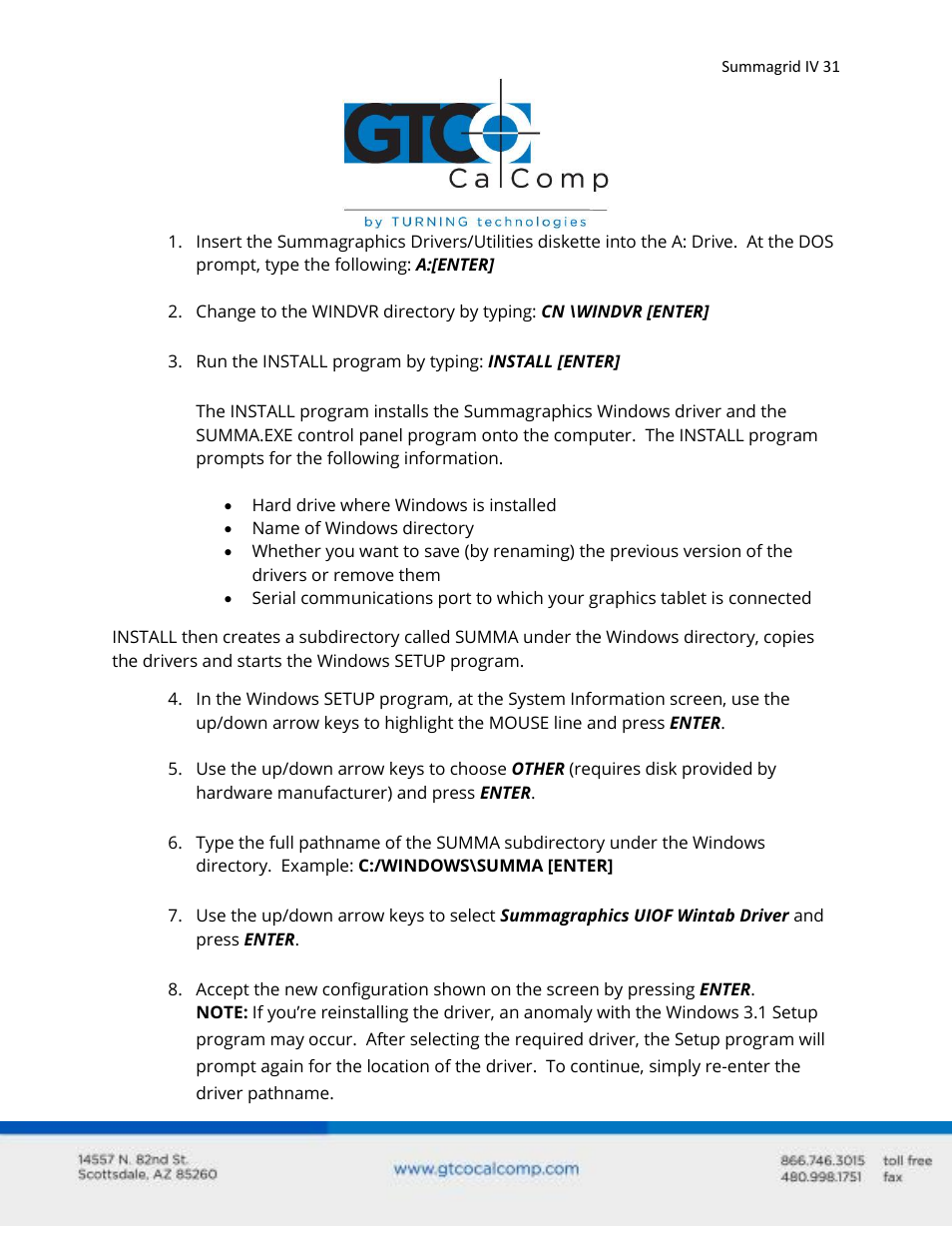 GTCO Summagrid IV - Users Guide Part 1 User Manual | Page 31 / 43