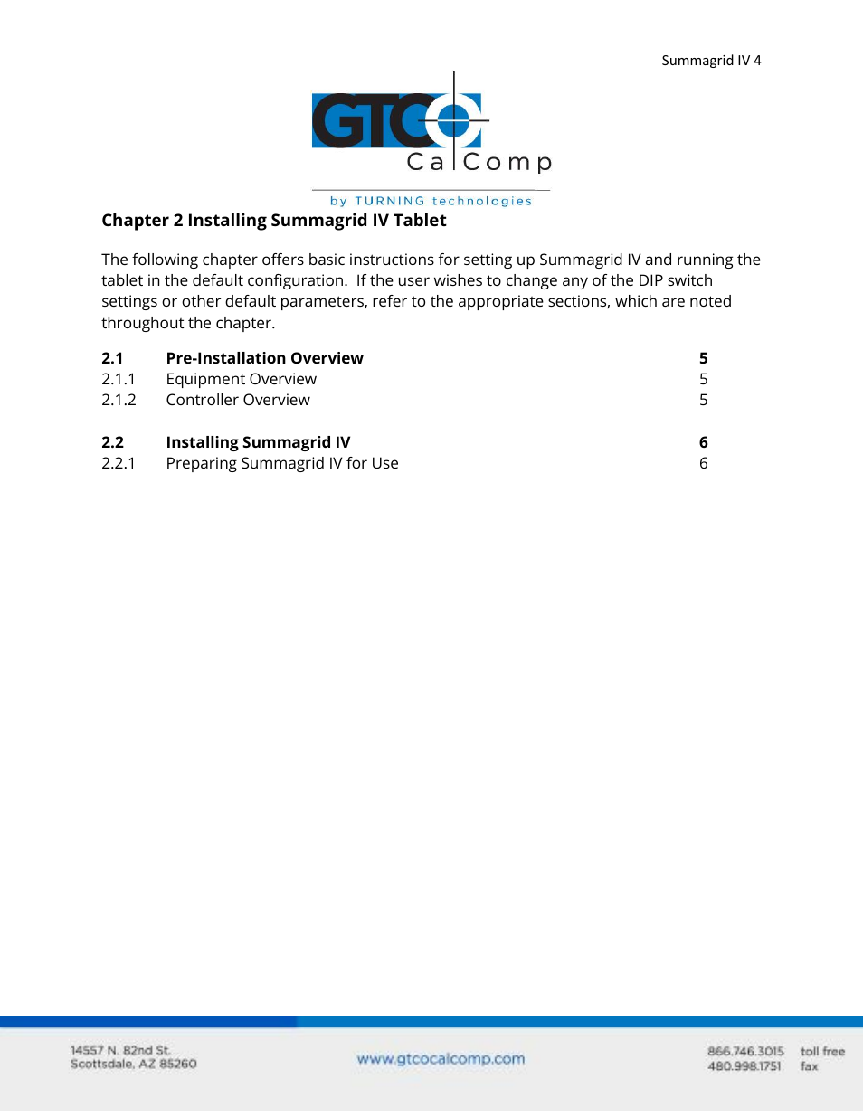 GTCO Summagrid IV - Users Guide Part 1 User Manual | Page 4 / 43