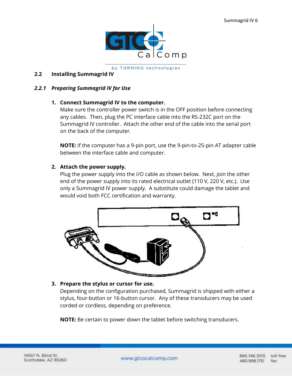 GTCO Summagrid IV - Users Guide Part 1 User Manual | Page 6 / 43