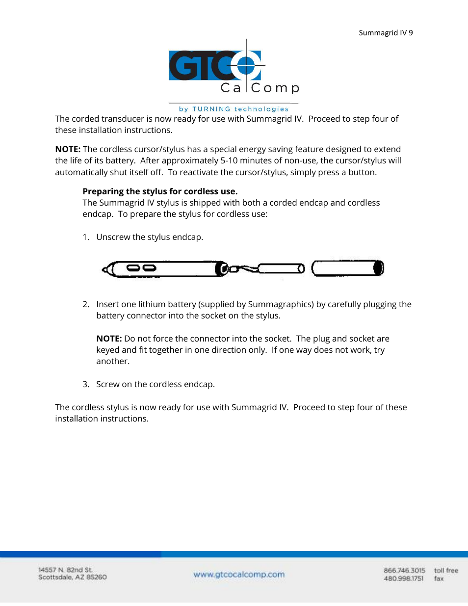 GTCO Summagrid IV - Users Guide Part 1 User Manual | Page 9 / 43