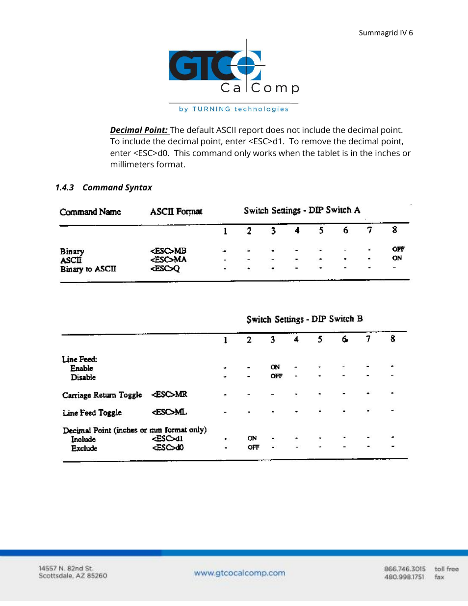GTCO Summagrid IV - Users Guide Part 2 User Manual | Page 6 / 28