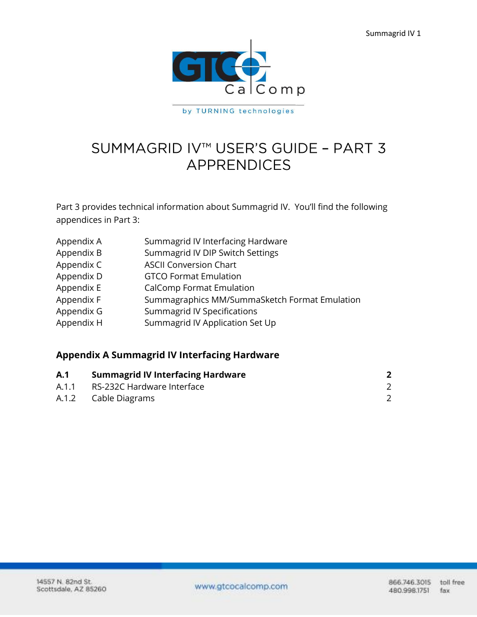 GTCO Summagrid IV - Users Guide Part 3 User Manual | 37 pages