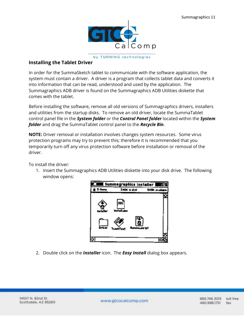 GTCO Summagraphics ADB Interface - Users Guide User Manual | Page 11 / 25