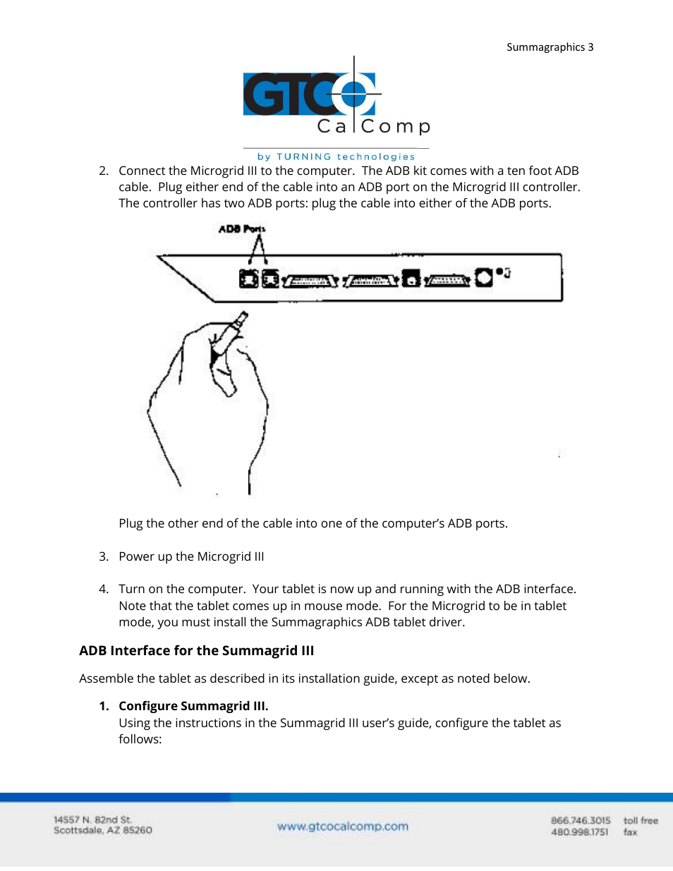 GTCO Summagraphics ADB Interface - Users Guide User Manual | Page 3 / 25