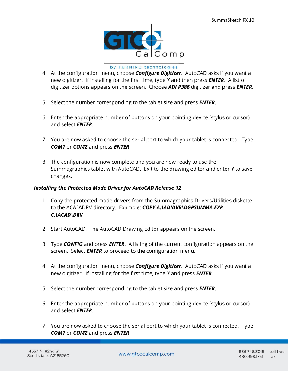 GTCO SummaSketch FX - Users Guide User Manual | Page 10 / 51