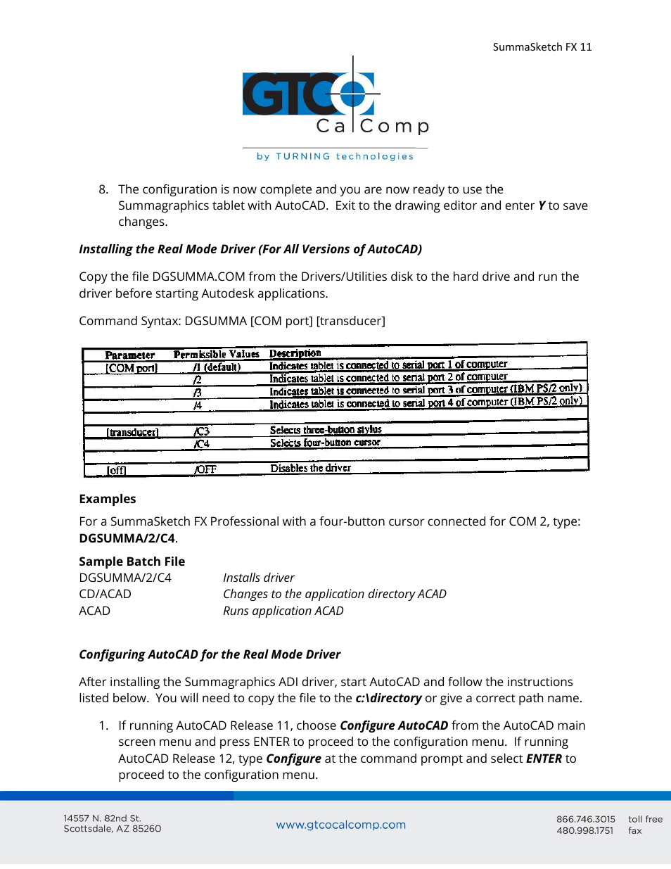 GTCO SummaSketch FX - Users Guide User Manual | Page 11 / 51