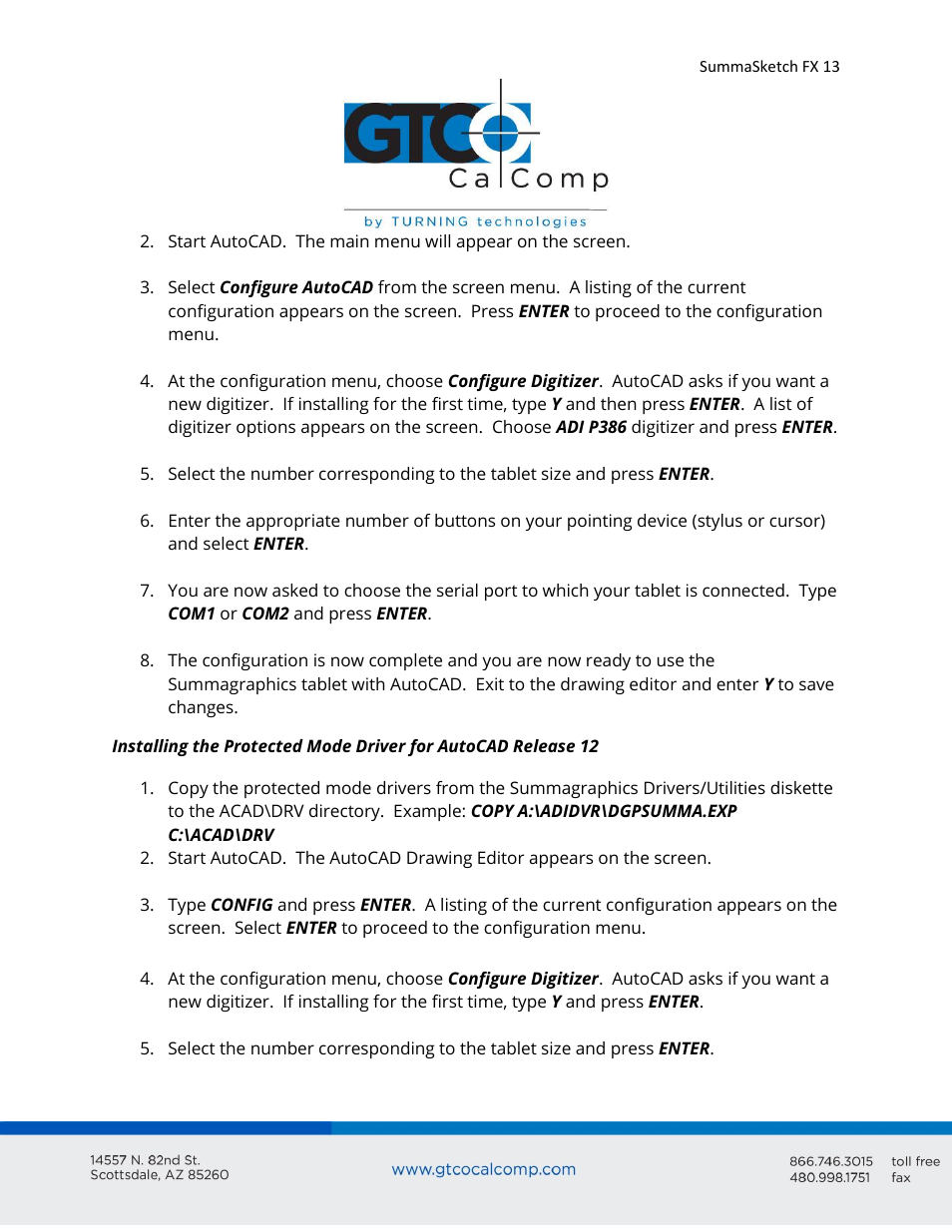 GTCO SummaSketch FX - Users Guide User Manual | Page 13 / 51