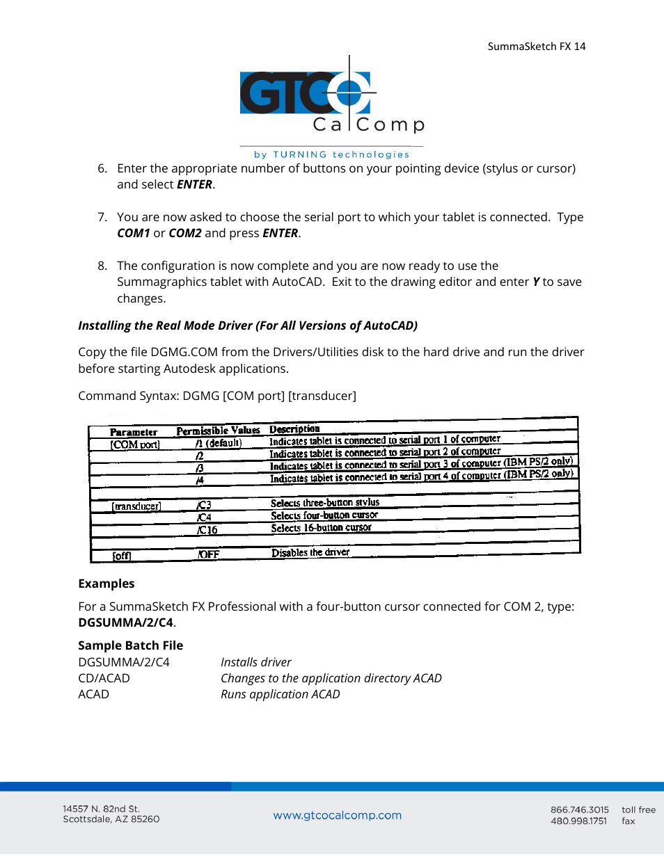 GTCO SummaSketch FX - Users Guide User Manual | Page 14 / 51