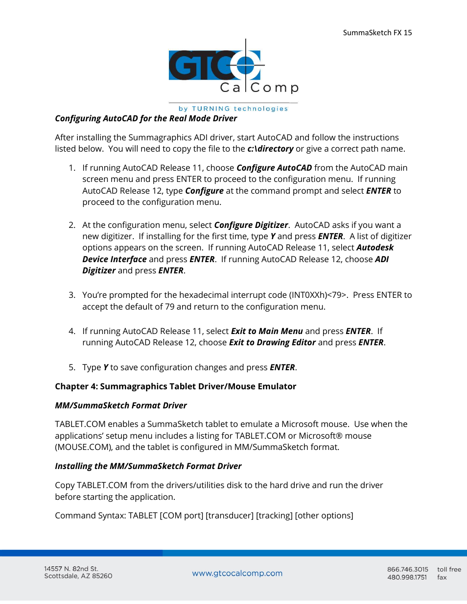 GTCO SummaSketch FX - Users Guide User Manual | Page 15 / 51