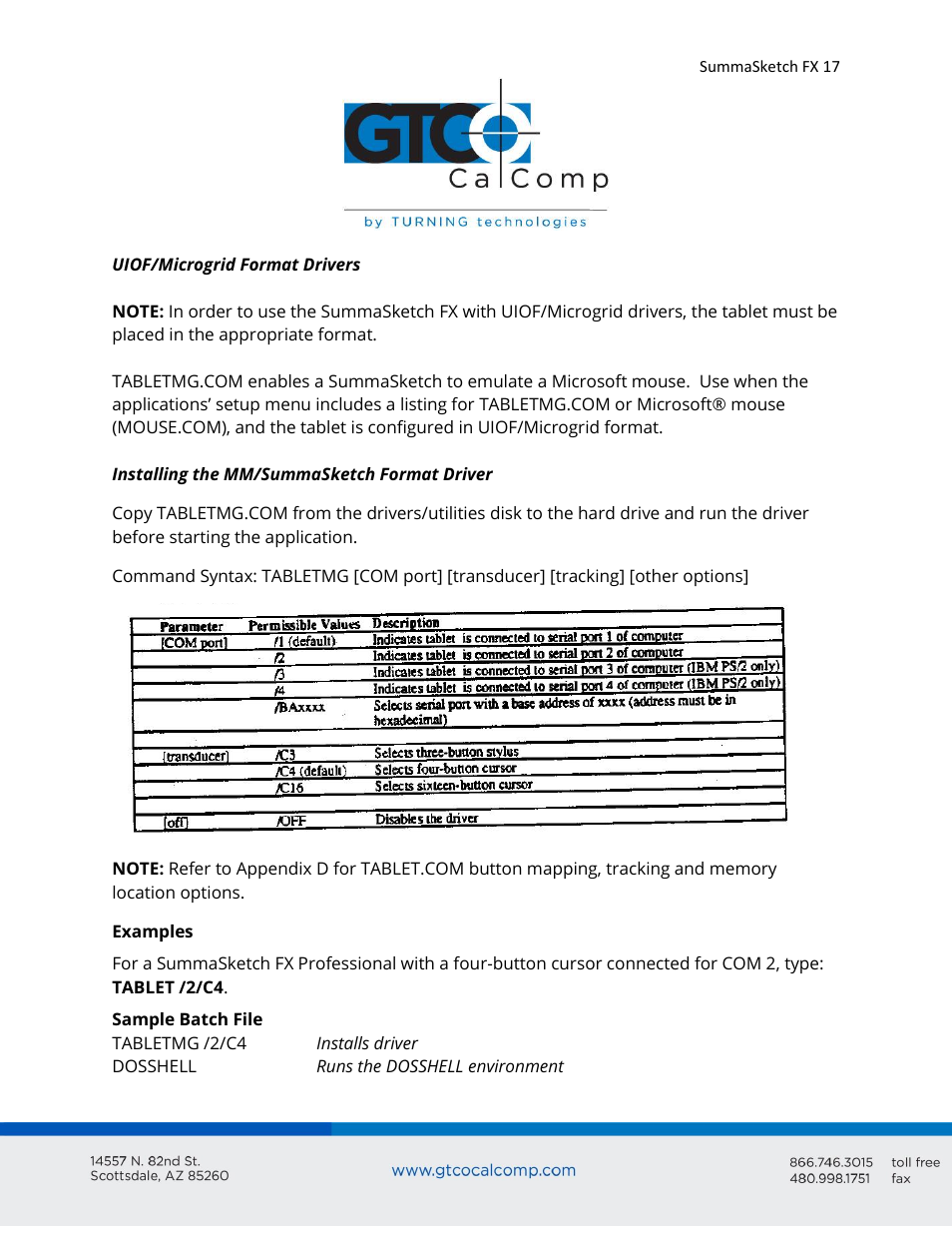 GTCO SummaSketch FX - Users Guide User Manual | Page 17 / 51