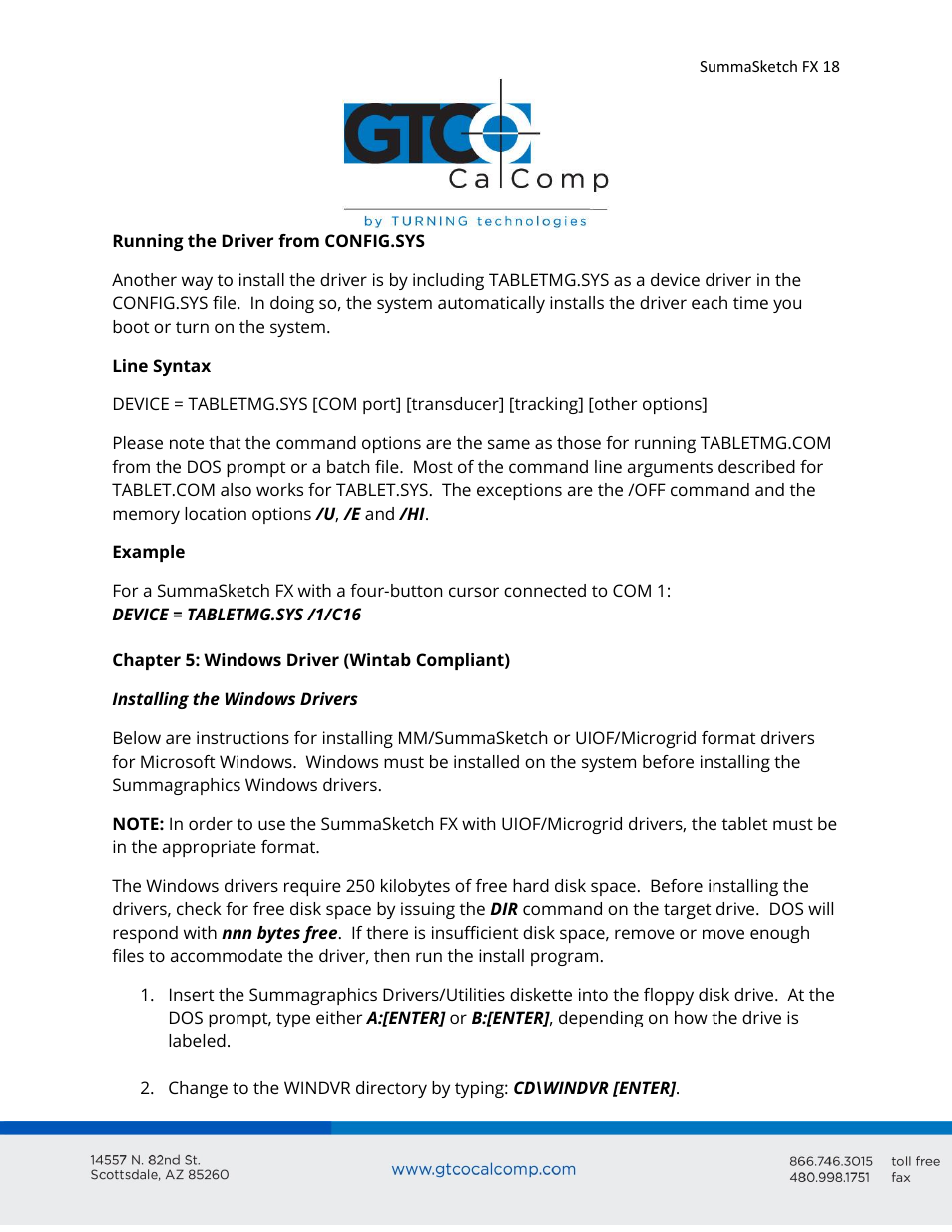 GTCO SummaSketch FX - Users Guide User Manual | Page 18 / 51