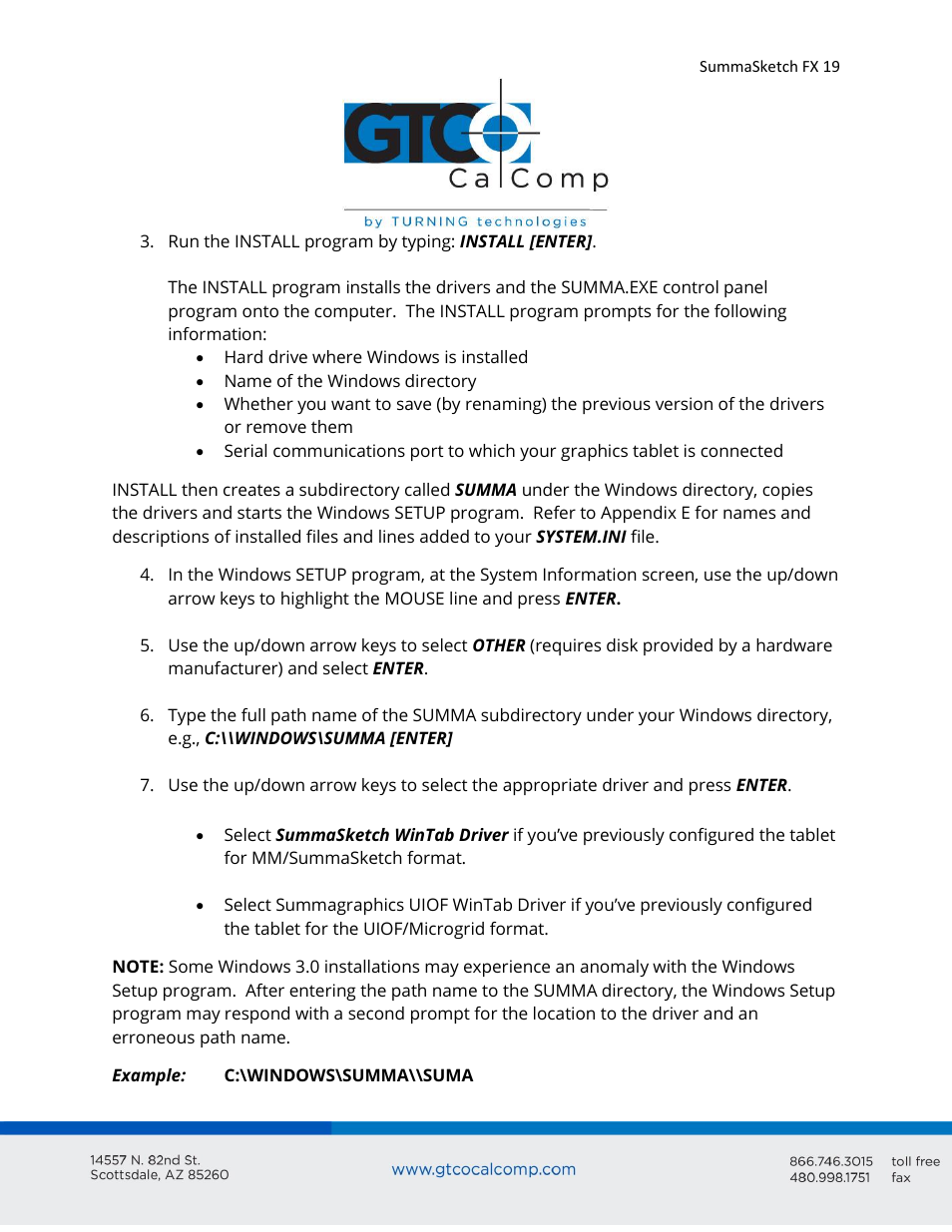 GTCO SummaSketch FX - Users Guide User Manual | Page 19 / 51