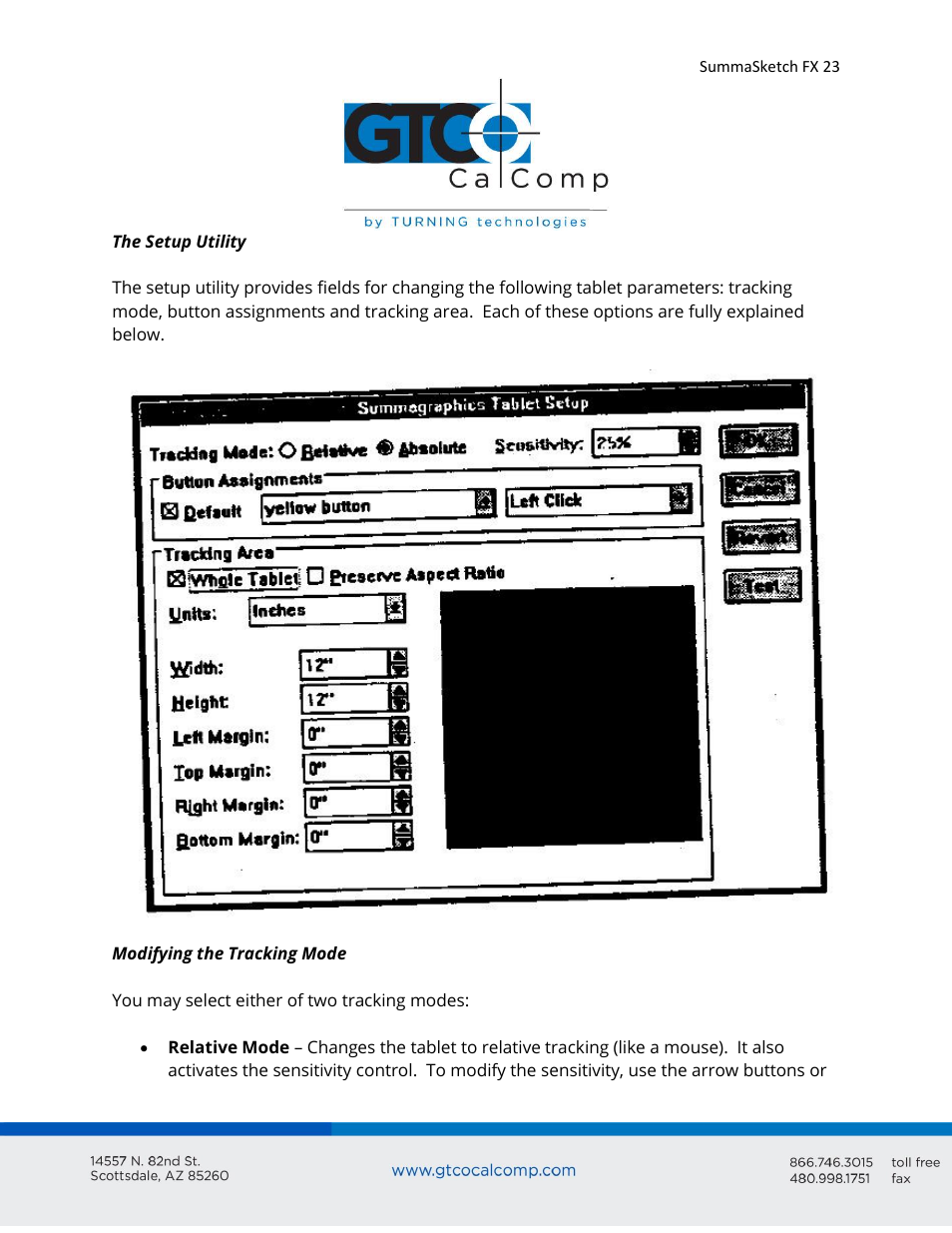 GTCO SummaSketch FX - Users Guide User Manual | Page 23 / 51