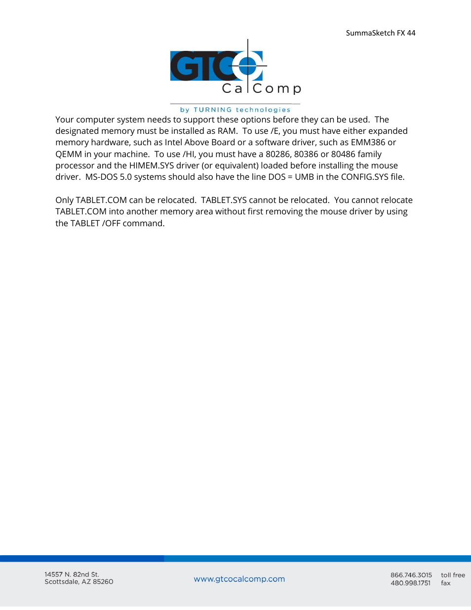 GTCO SummaSketch FX - Users Guide User Manual | Page 44 / 51