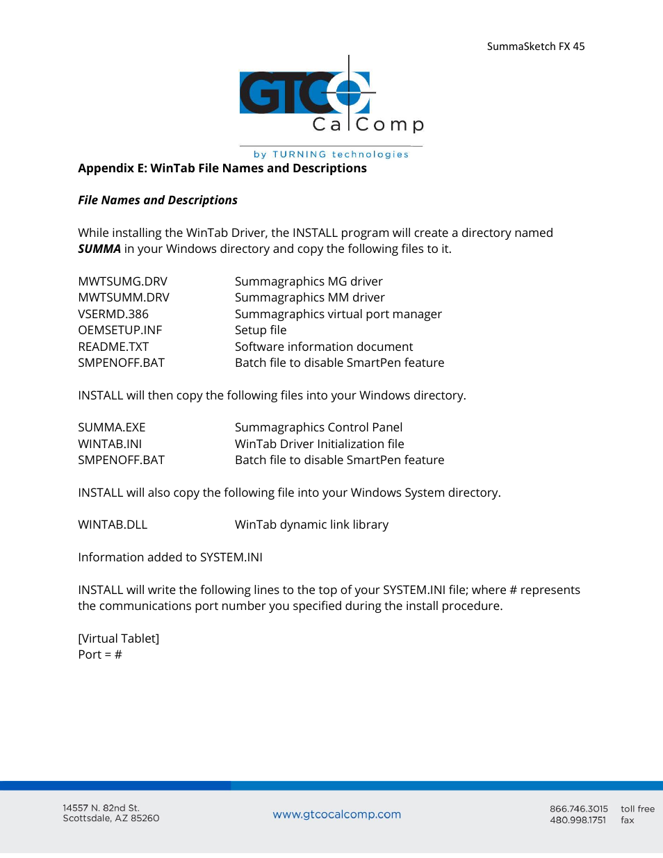 GTCO SummaSketch FX - Users Guide User Manual | Page 45 / 51