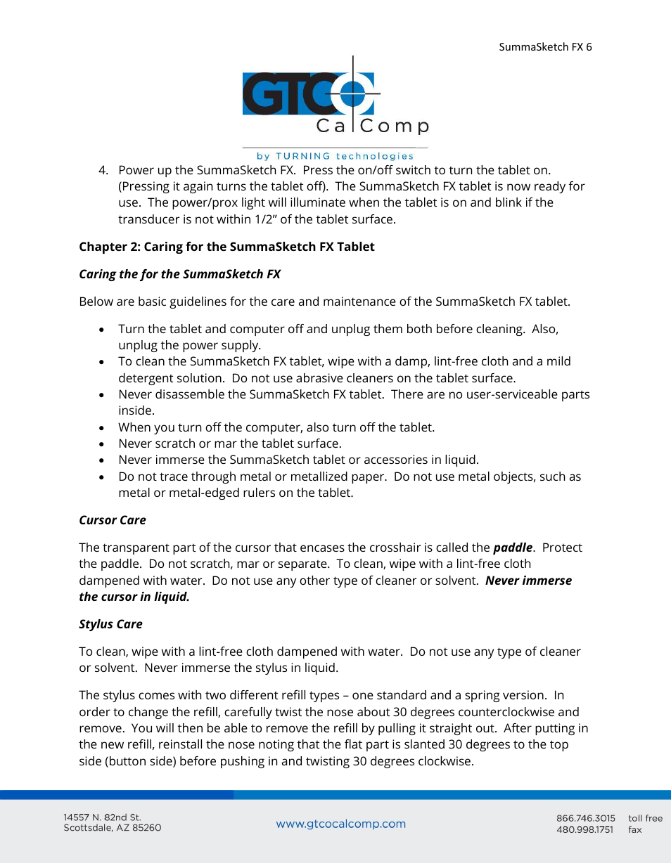 GTCO SummaSketch FX - Users Guide User Manual | Page 6 / 51