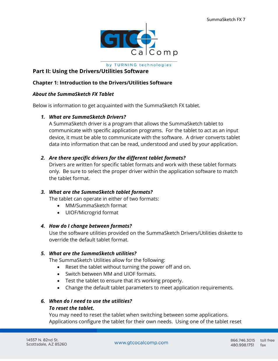 GTCO SummaSketch FX - Users Guide User Manual | Page 7 / 51