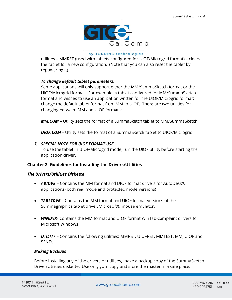 GTCO SummaSketch FX - Users Guide User Manual | Page 8 / 51