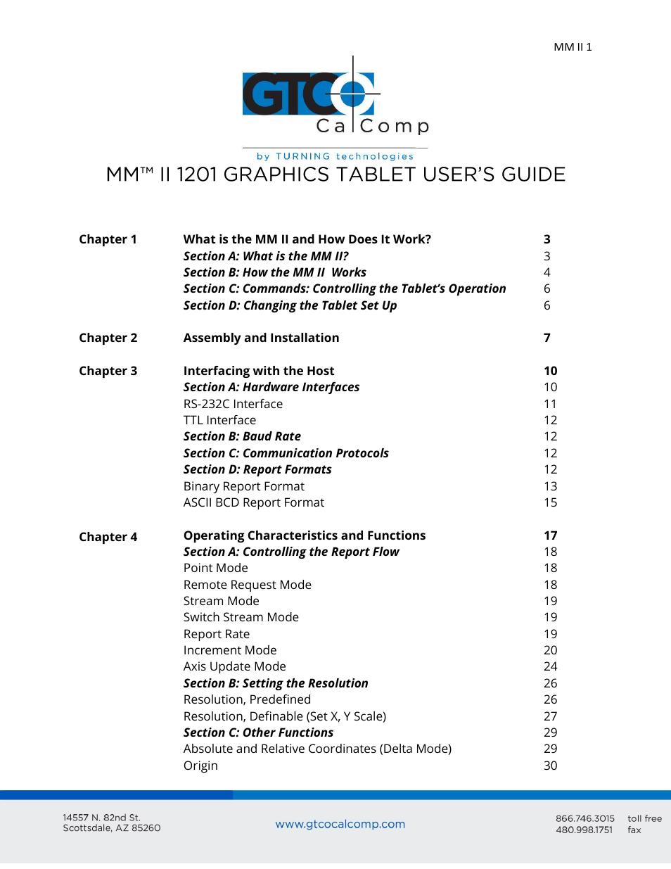 GTCO MM II 1201 - Users Guide User Manual | 61 pages