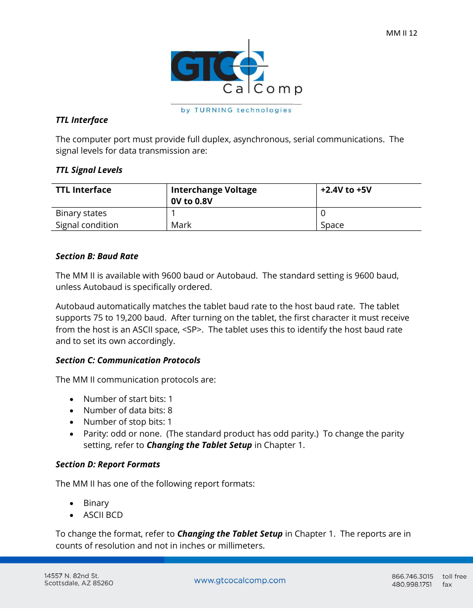 GTCO MM II 1201 - Users Guide User Manual | Page 12 / 61