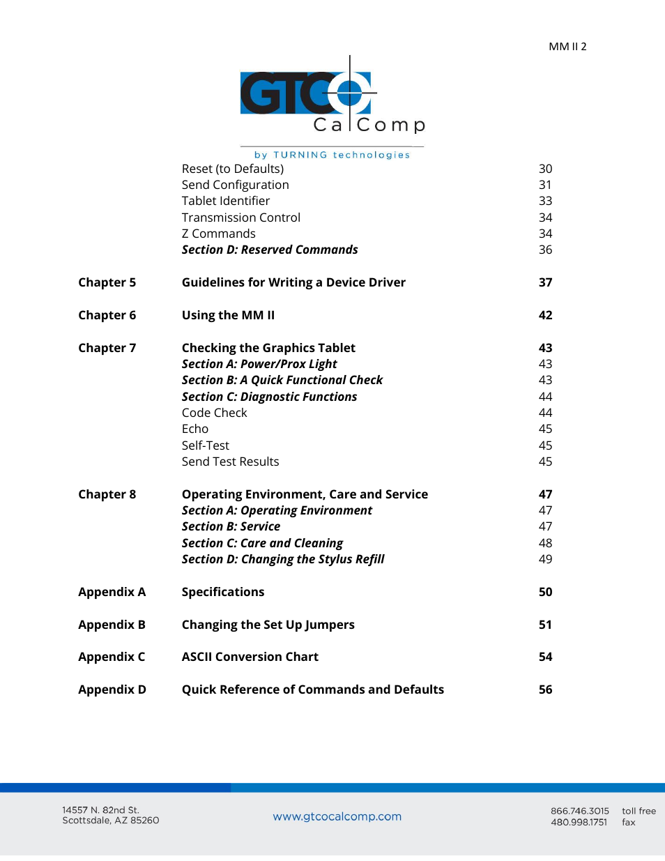 GTCO MM II 1201 - Users Guide User Manual | Page 2 / 61