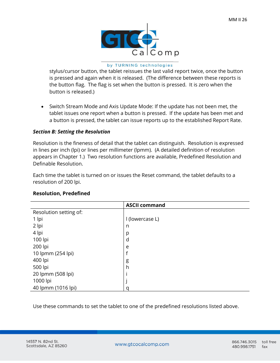 GTCO MM II 1201 - Users Guide User Manual | Page 26 / 61