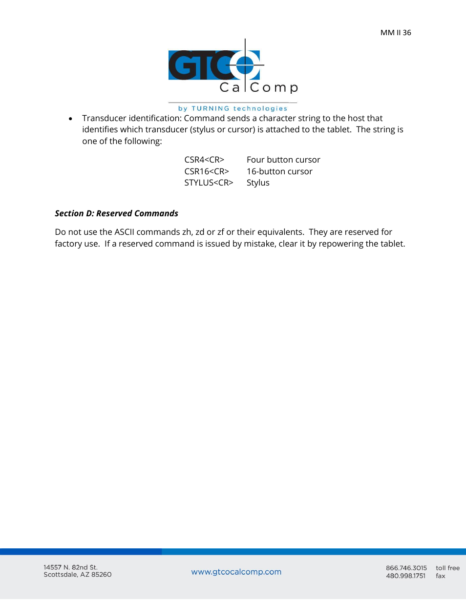 GTCO MM II 1201 - Users Guide User Manual | Page 36 / 61