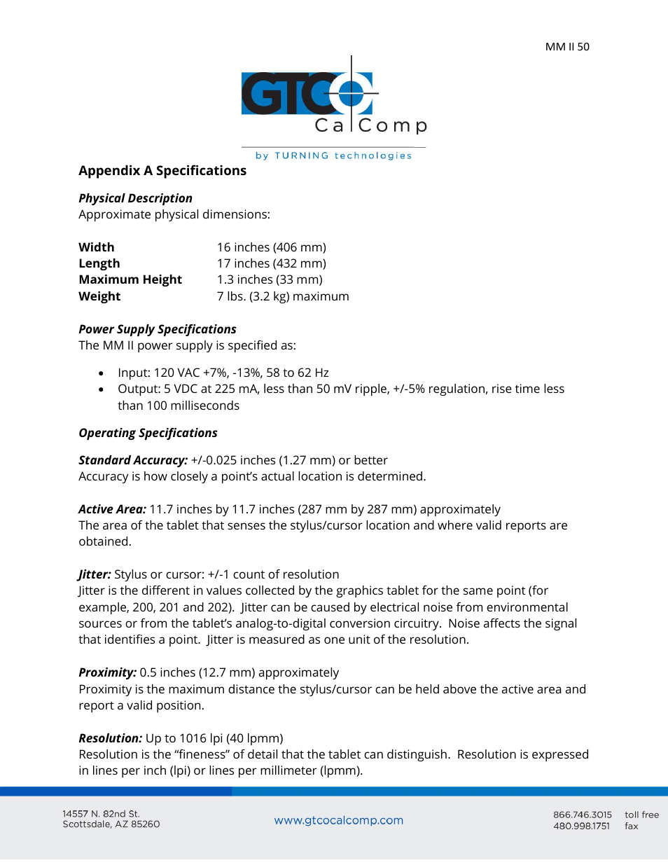 GTCO MM II 1201 - Users Guide User Manual | Page 50 / 61